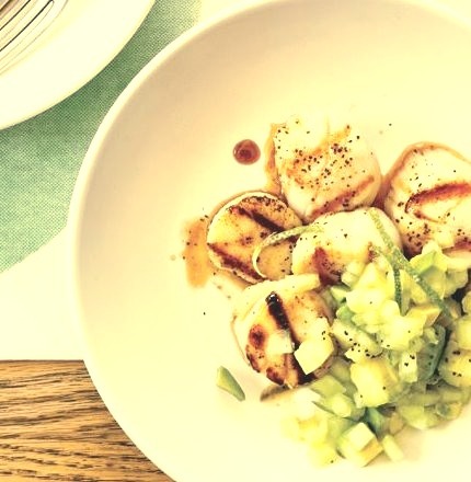 Grilled Scallops with Honeydew Avocado Salsa