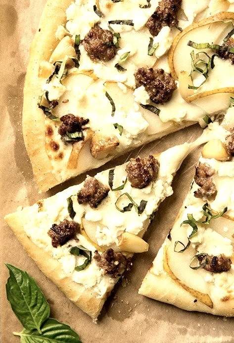 Pear, Goat Cheese and Italian Sausage Pizza