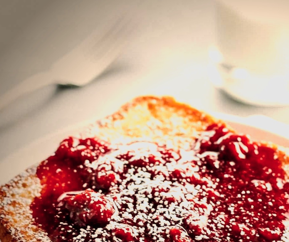 Eggnog French Toast with Raspberry Sauce