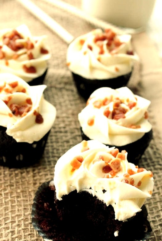 Chocolate Rum Cupcakes with Buttered Rum Italian Buttercream