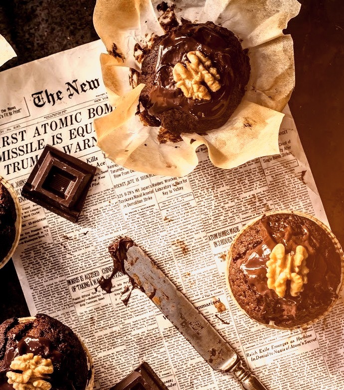 Chocolate Walnut Muffins Fotogrammi di zucchero